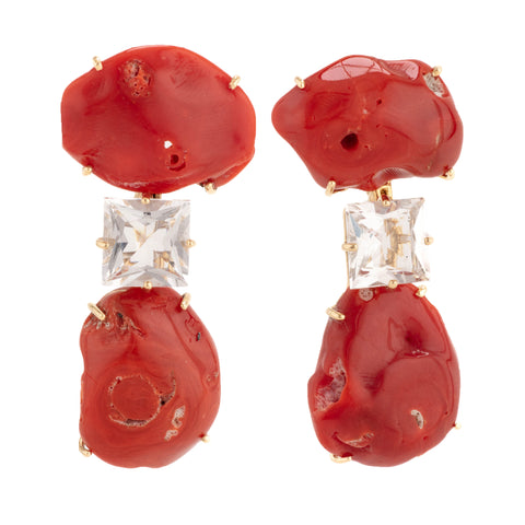 Natural iii coral earrings