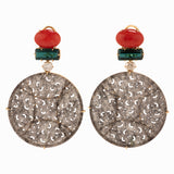 Aphrodite iv Jade, diamond and coral earrings
