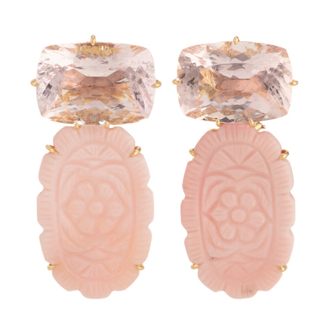 Floral ii opal morganite earrings