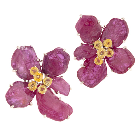 Bloom X ruby sapphire earrings