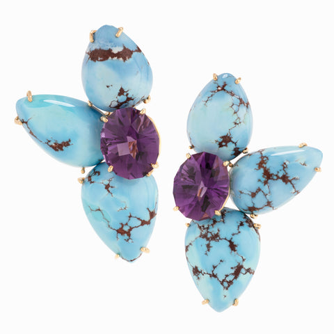Burst iv turquoise matrix earrings