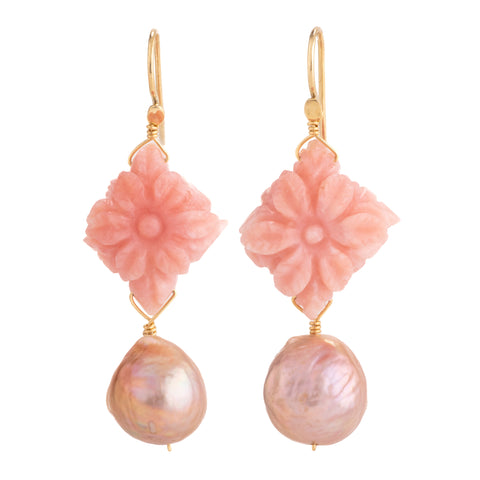 Floral ii pearl and opal earrings
