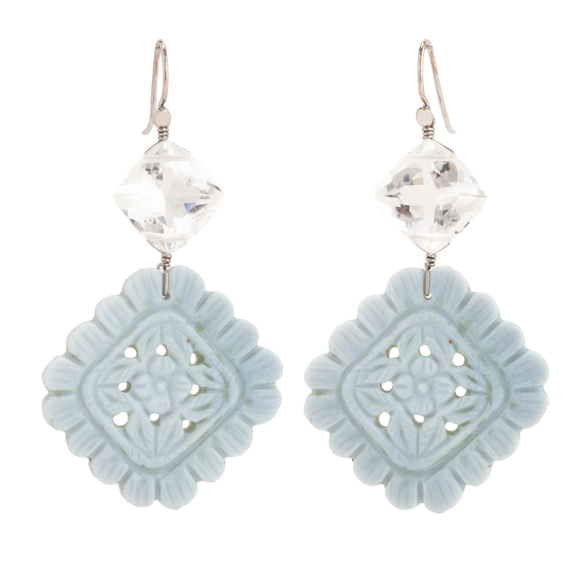 Floral ii opal and goshenite earrings