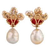 Amphitrite iV coral pearl earrings