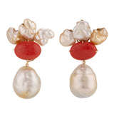 Amphitrite iV coral pearl earrings