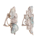 Winter burst iix pearl and aquamarine earrings