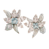 Winter burst iix pearl and aquamarine earrings