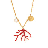 Aphrodite iii coral and pearl necklace