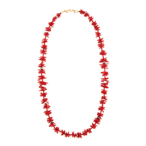 Fuzzy i coral pearl necklace