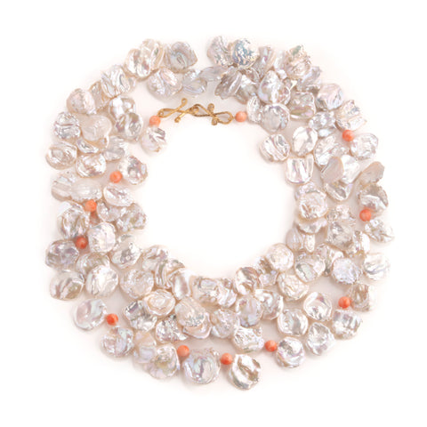 St Barths pearl coral necklace