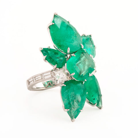 Burst viii colombian emerald ring