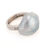 Silver i south sea pearl ring