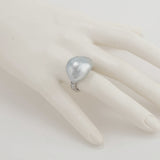 Silver i south sea pearl ring