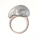 Silver i south sea pearl ring