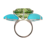 Spring ii peridot and turquoise ring