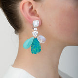 OVERLAP V opal earrings