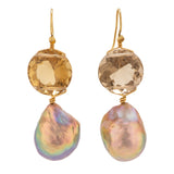 Mauve ii pearl and quartz earrings