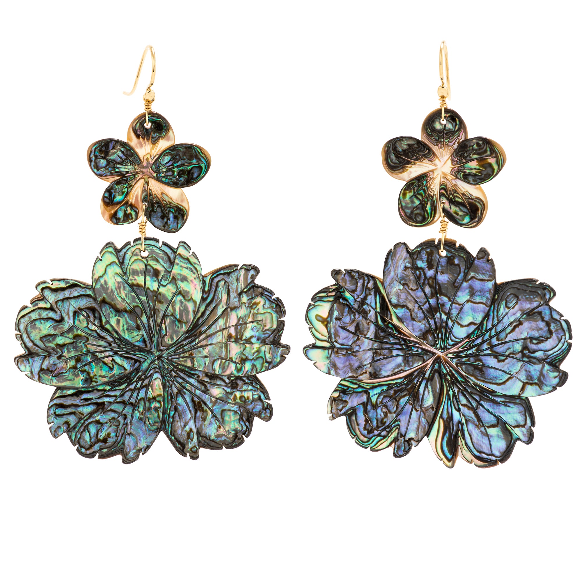 Chrysanthemum ii abalone earrings