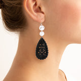 Carved iii onyx earrings