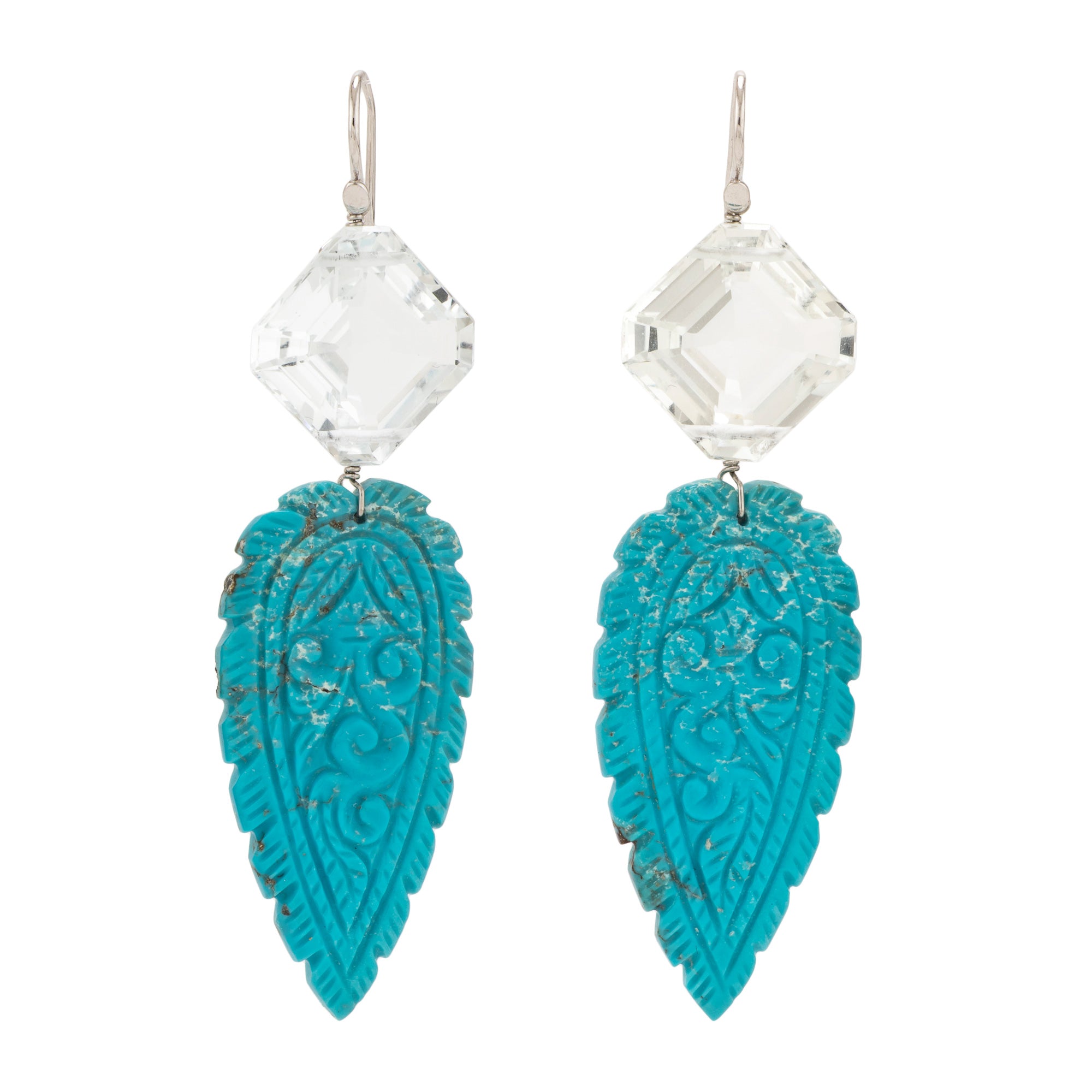 Carved ii turquoise earrings