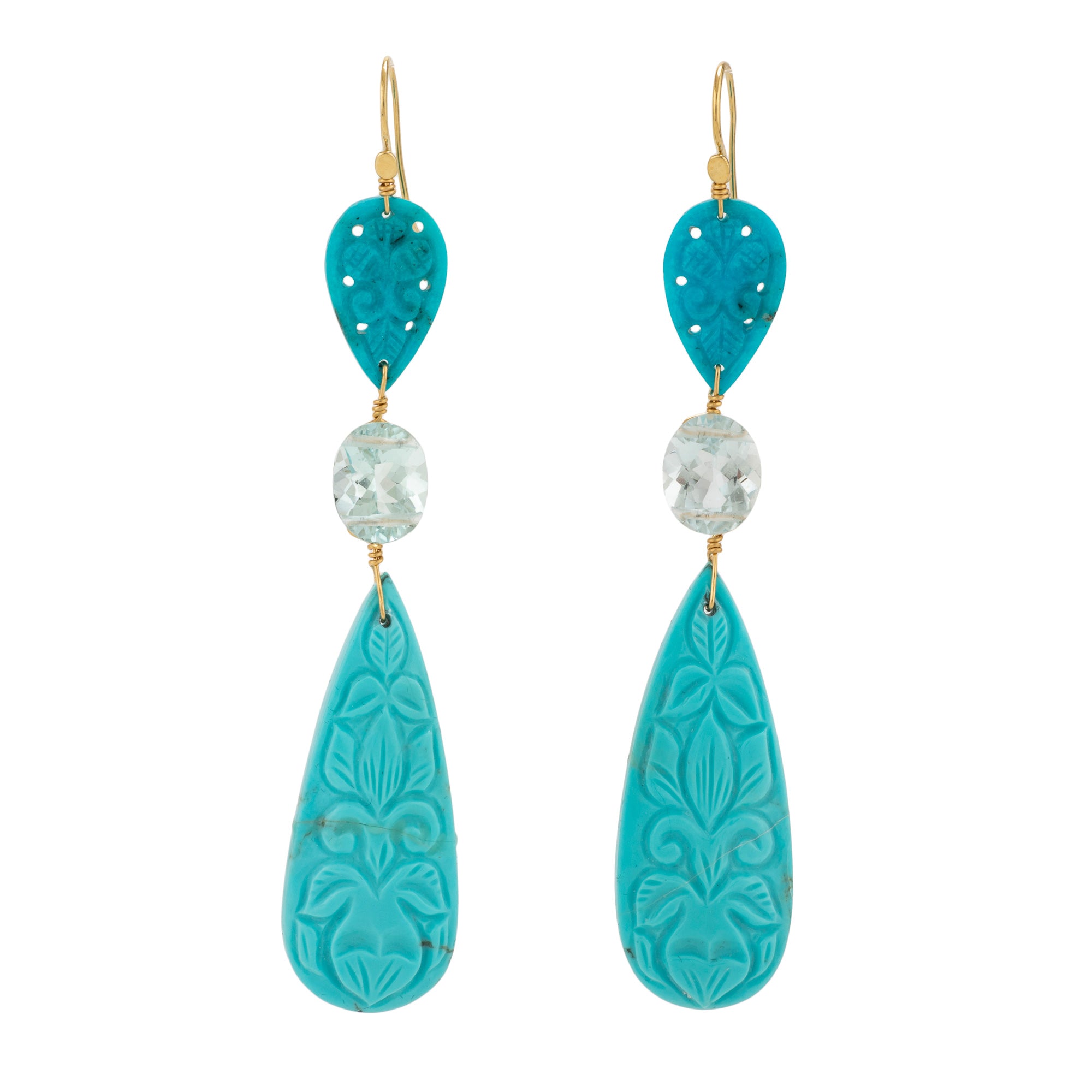 carved iii turquoise earrings