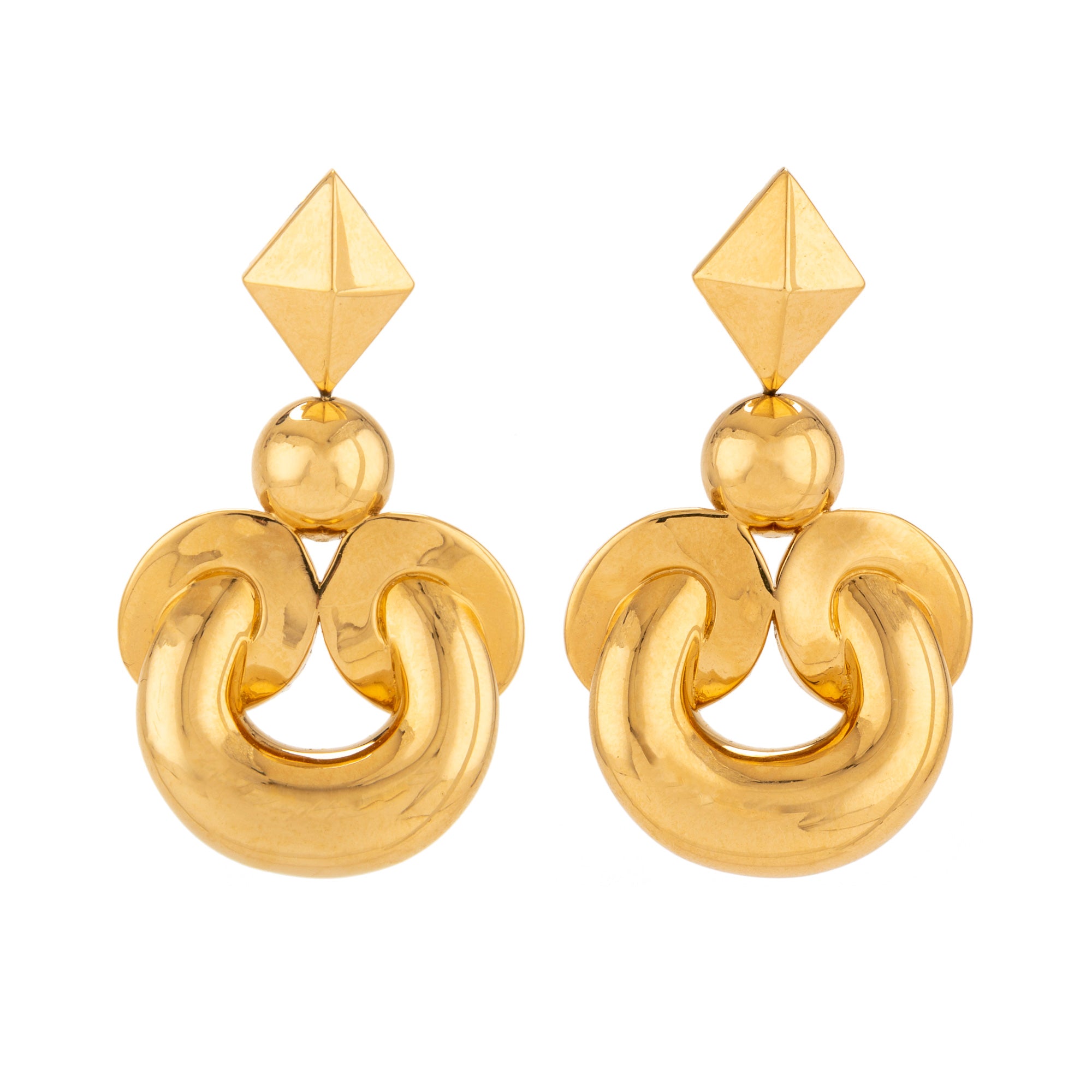 Twist v gold earring