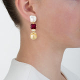 Pearl iv diamond tourmaline earrings