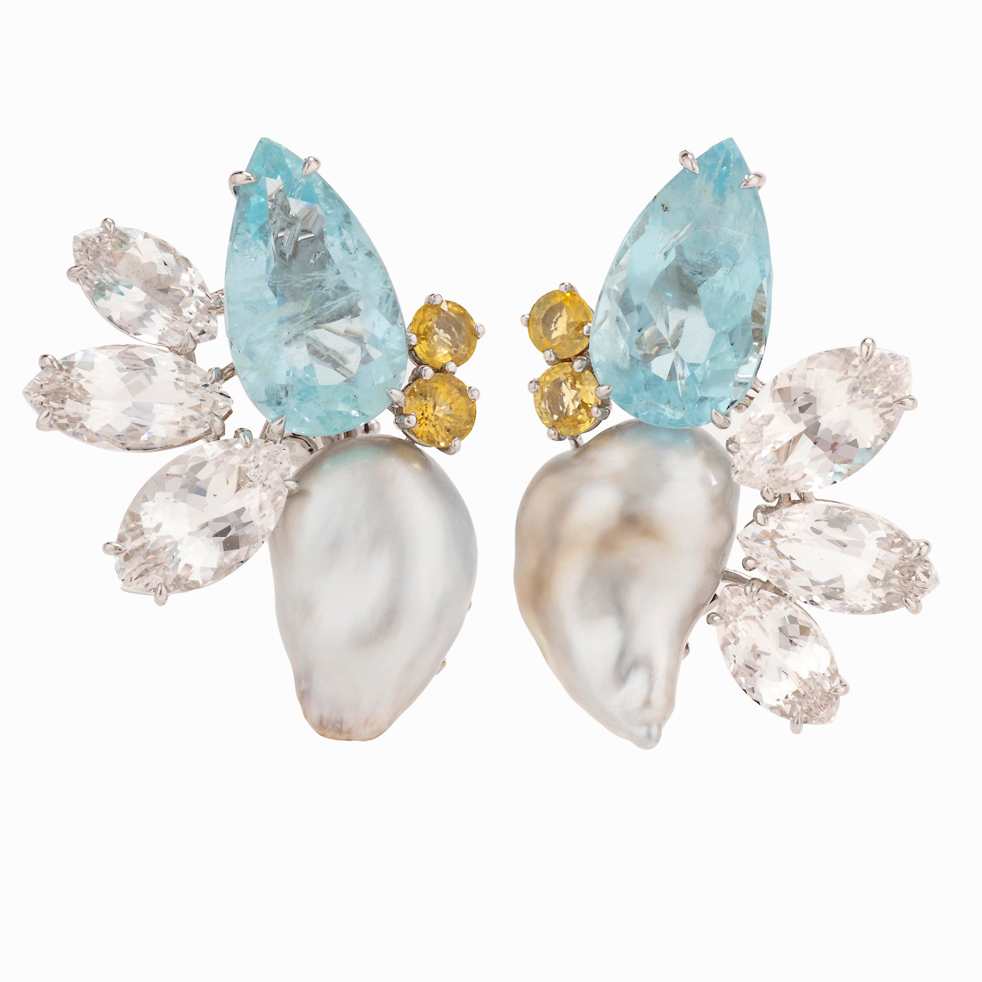 Lion vii keshi and aquamarine earrings