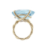 Denim oval aquamarine twist ring