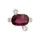 Rubellite V tourmaline ring